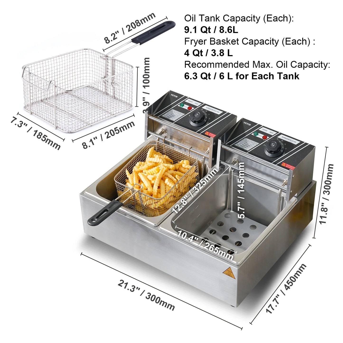 SucceBuy Electric Deep Fryer With Dual Removable Tank