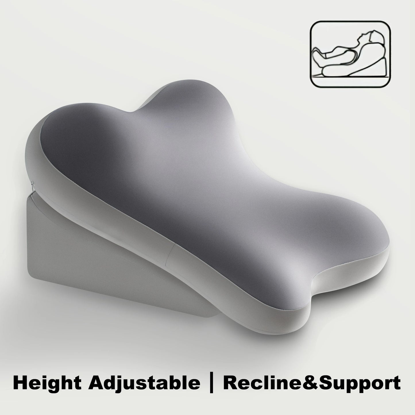 Adjustable Bed Wedge Pillow Memory Foam Backrest for Sitting up in Bed, Large Ergonomic Back Neck Lumbar Support Pillow for Reading Relaxing Gaming, 2-Piece Split Design, Non-Slip Base