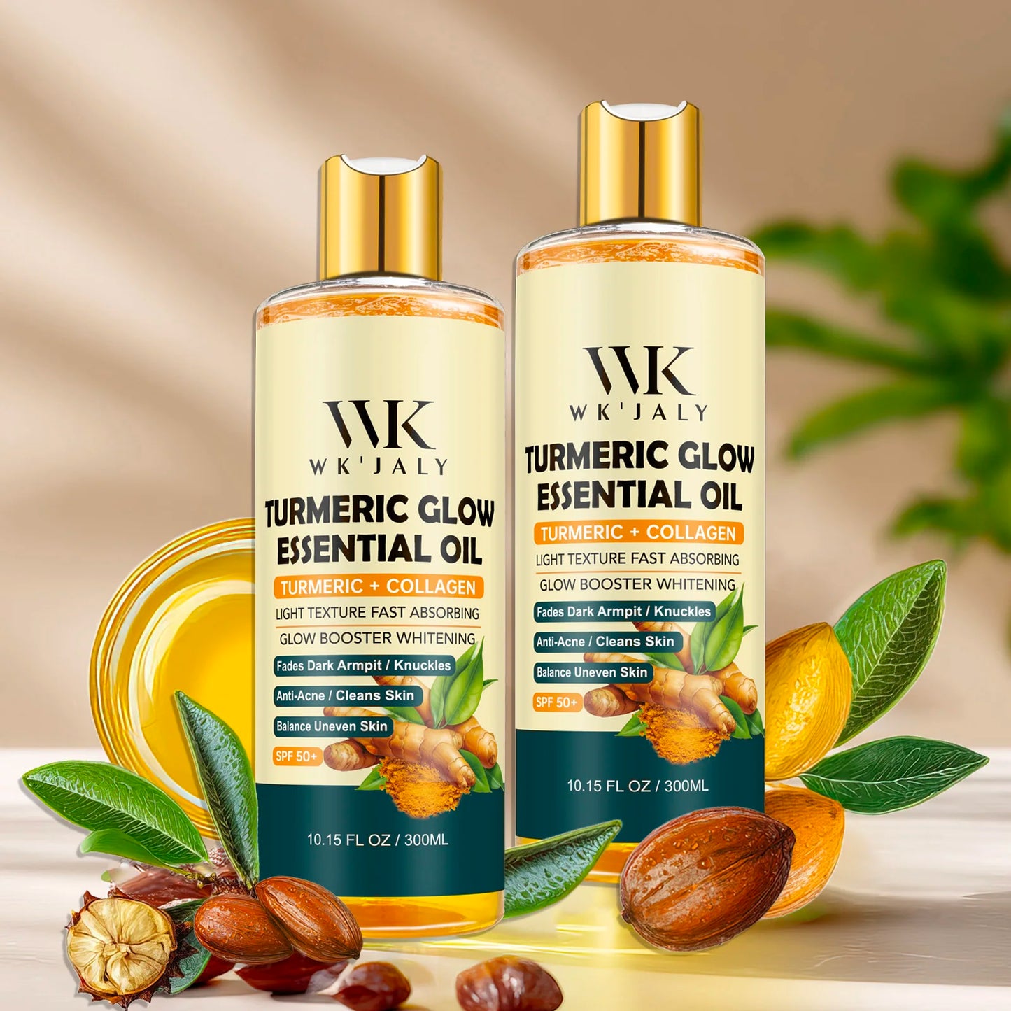Turmeric Glowing Body Oil Jojoba Collagen Vitamin E Whitening Moisturizer