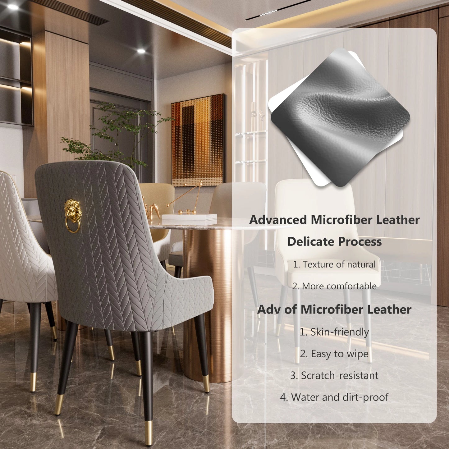 Modern PU Leather Dining Chairs Set Of 2 Tufted Back