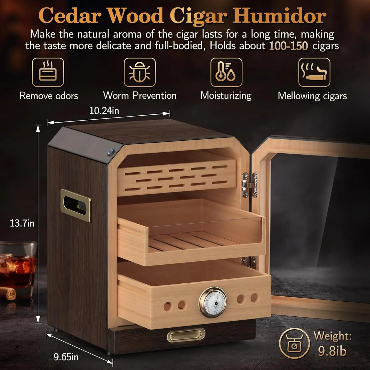 SEMKONT Cigar Humidor Cabinet With Automatic Humidity Control