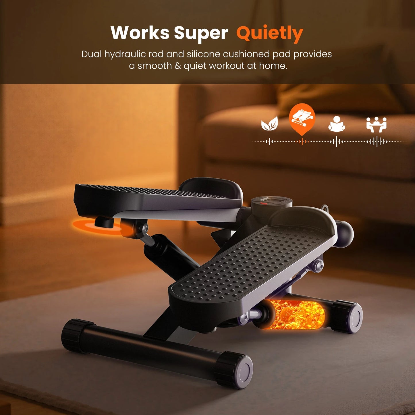 Mini Stepper With Resistance Bands Hydraulic LCD Monitor 300 Lbs