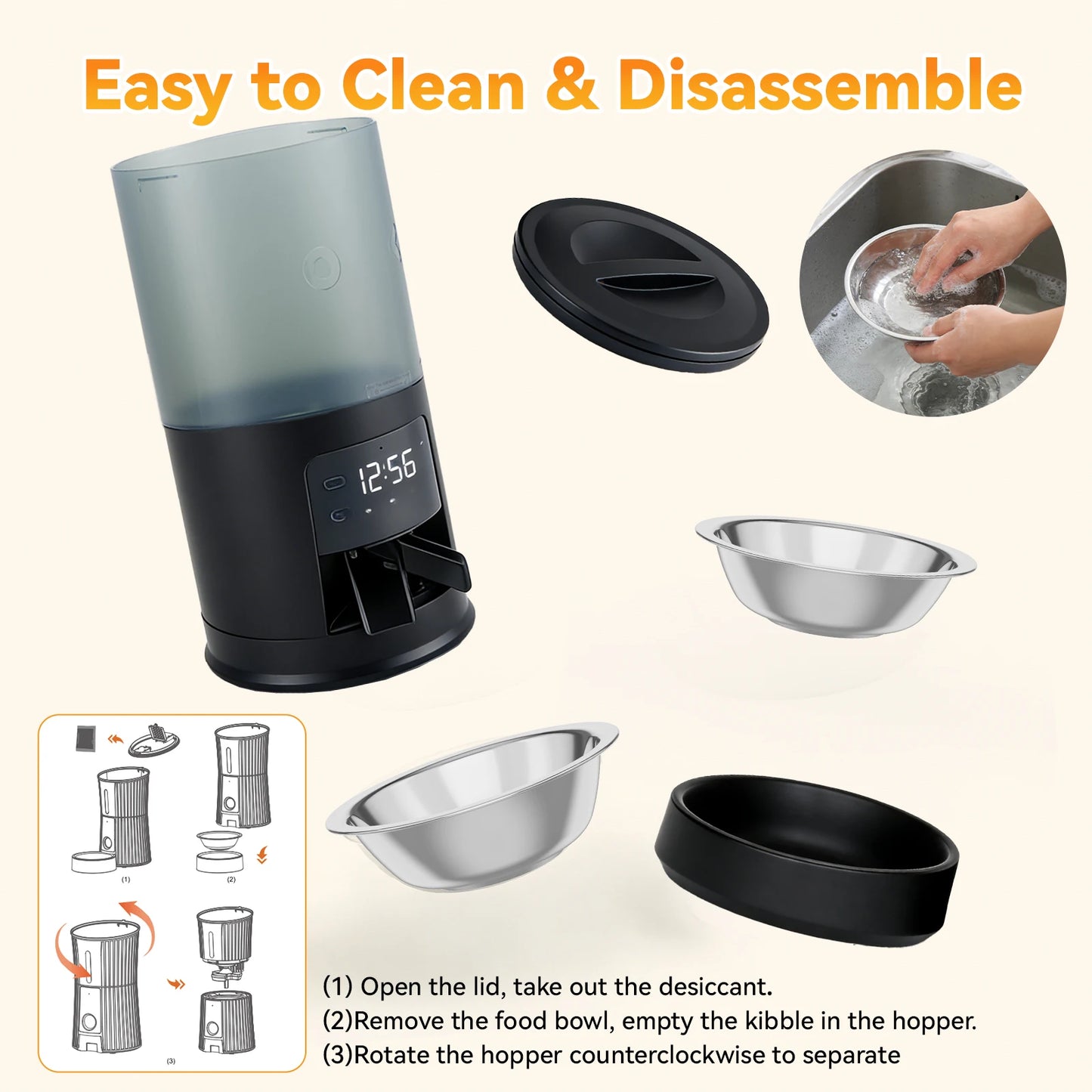 Automatic Timed Pet Feeder With Dual Stainless Bowls