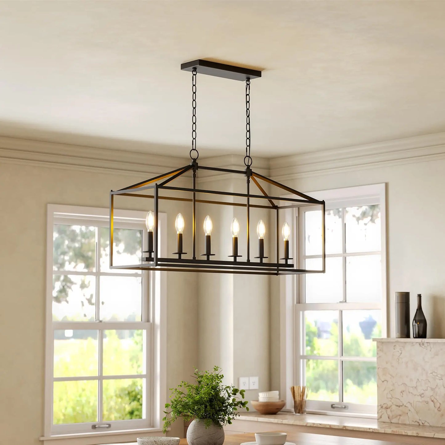 Tribesigns Six Light Farmhouse Kitchen Island Pendant Light