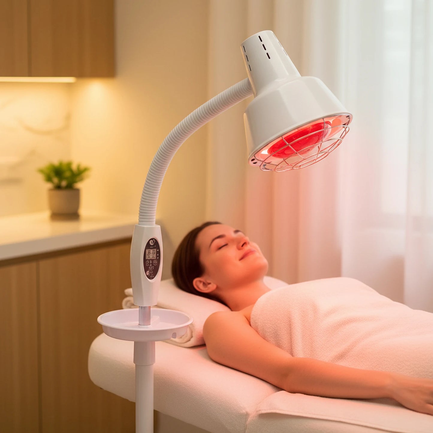 Bymaocar 275W Infrared Heat Lamp With Flexible Arm Remote 110V