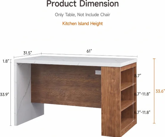 ONBRILL Modern Kitchen Island Table With Storage And LED Lighting