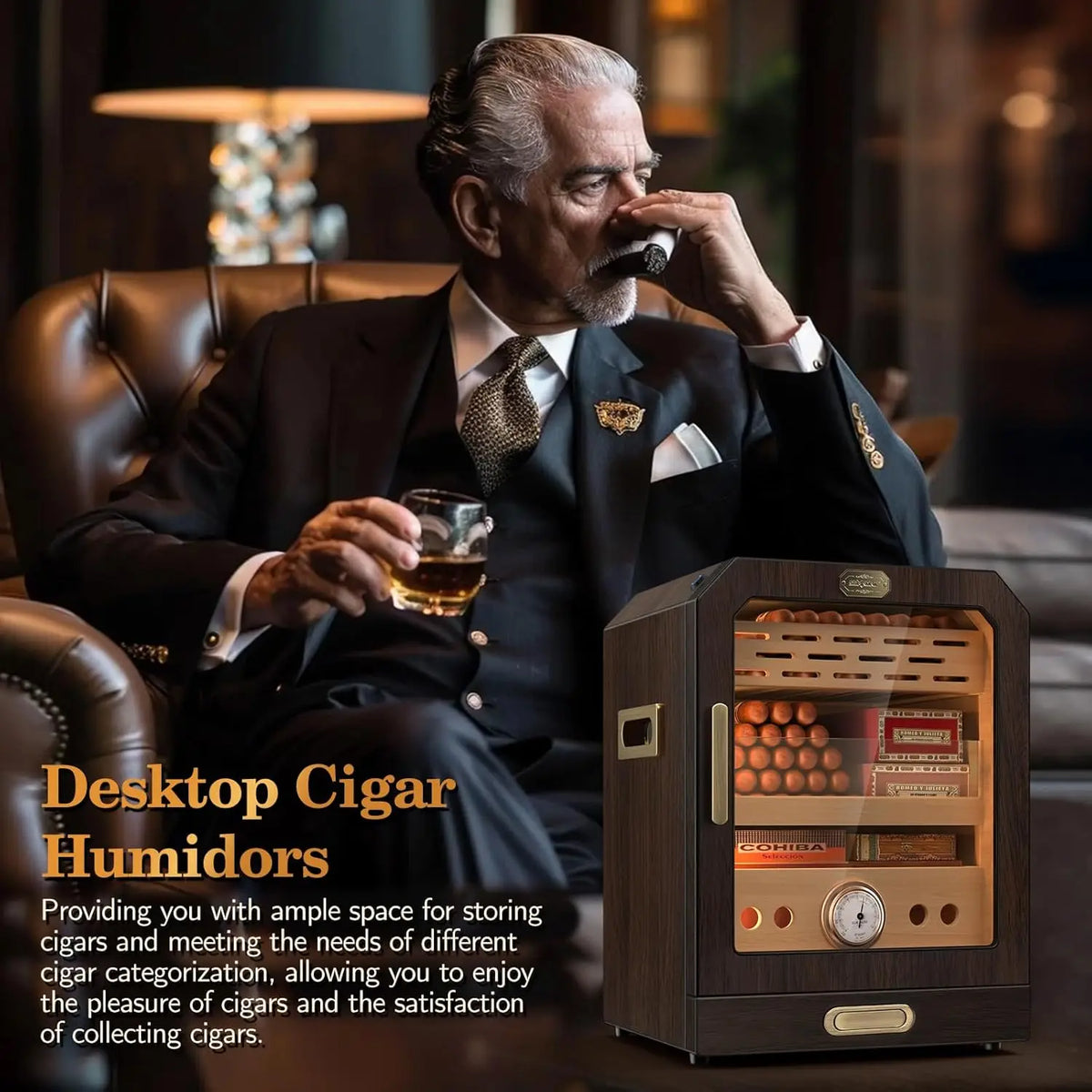 SEMKONT Cigar Humidor Cabinet With Automatic Humidity Control