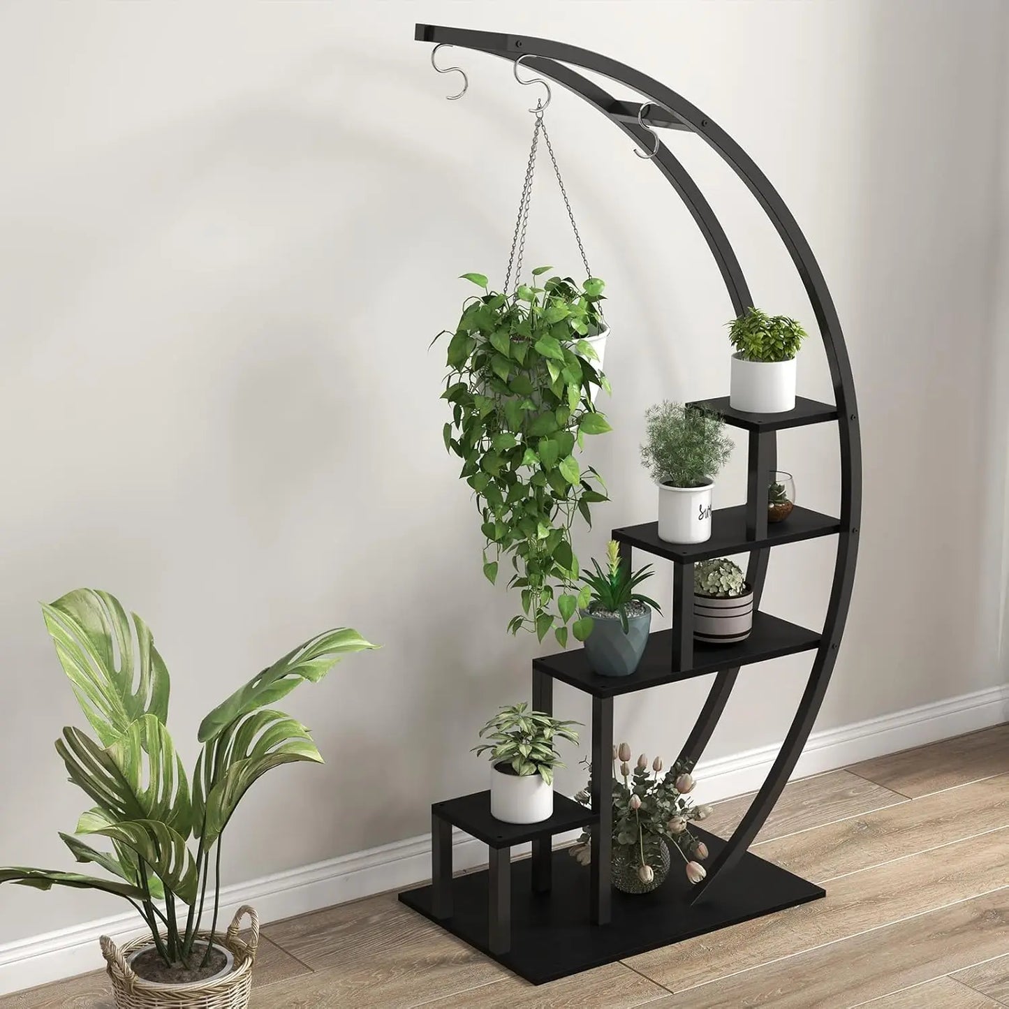 TWISTER.CK 5 Tier Half Moon Metal Plant Stand 2-Pack