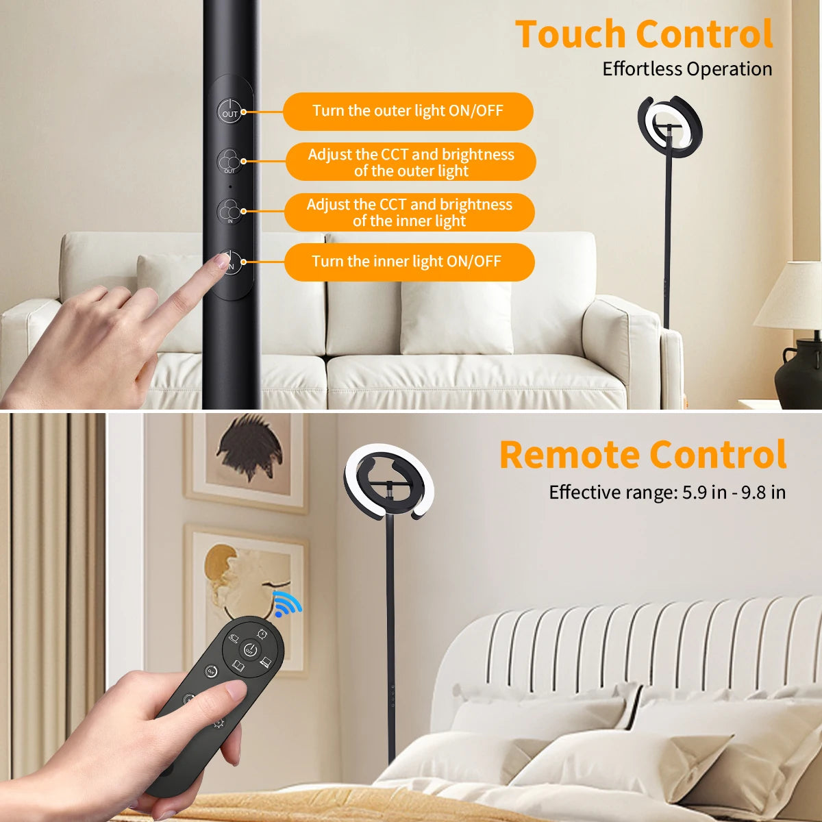 Aiopp Modern Standing LED Floor Lamp With Dual Rotatable Lights