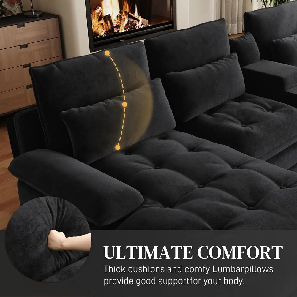 Modern Modular Sectional Sofa With Chaise And Tufted Upholstery