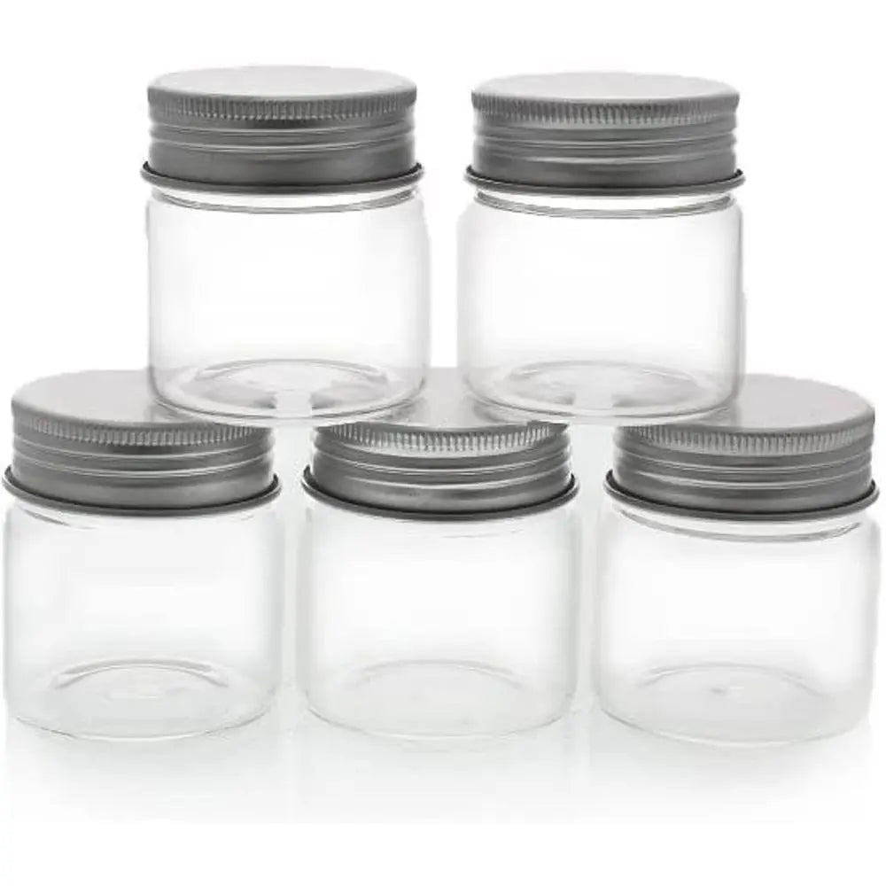 Mini Glass Spice Jars with Lids - 1.7 oz, Clear Art Deco, 5-Pack - Jars with Lids or Spices, Jams & Crafts