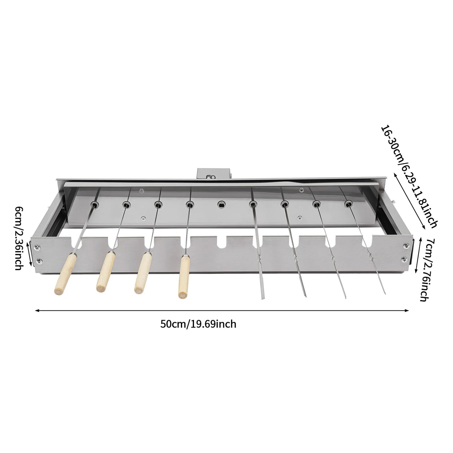 Barbecue Skewers, Roller, Rotating BBQ Rack, 110V Electric Grill Spit, Stainless Steel Automatic Kebab Turner, Adjustable Size Fits Most Grills, USB Adapter or Power Bank Supported, Anti-Rust, High Hardness, Outdoor Picnic Ba