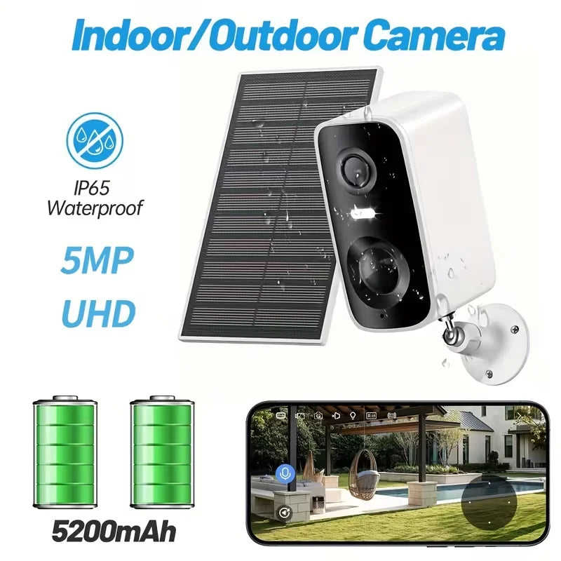5MP Solar Wireless Security Camera AI Motion Two Way Audio