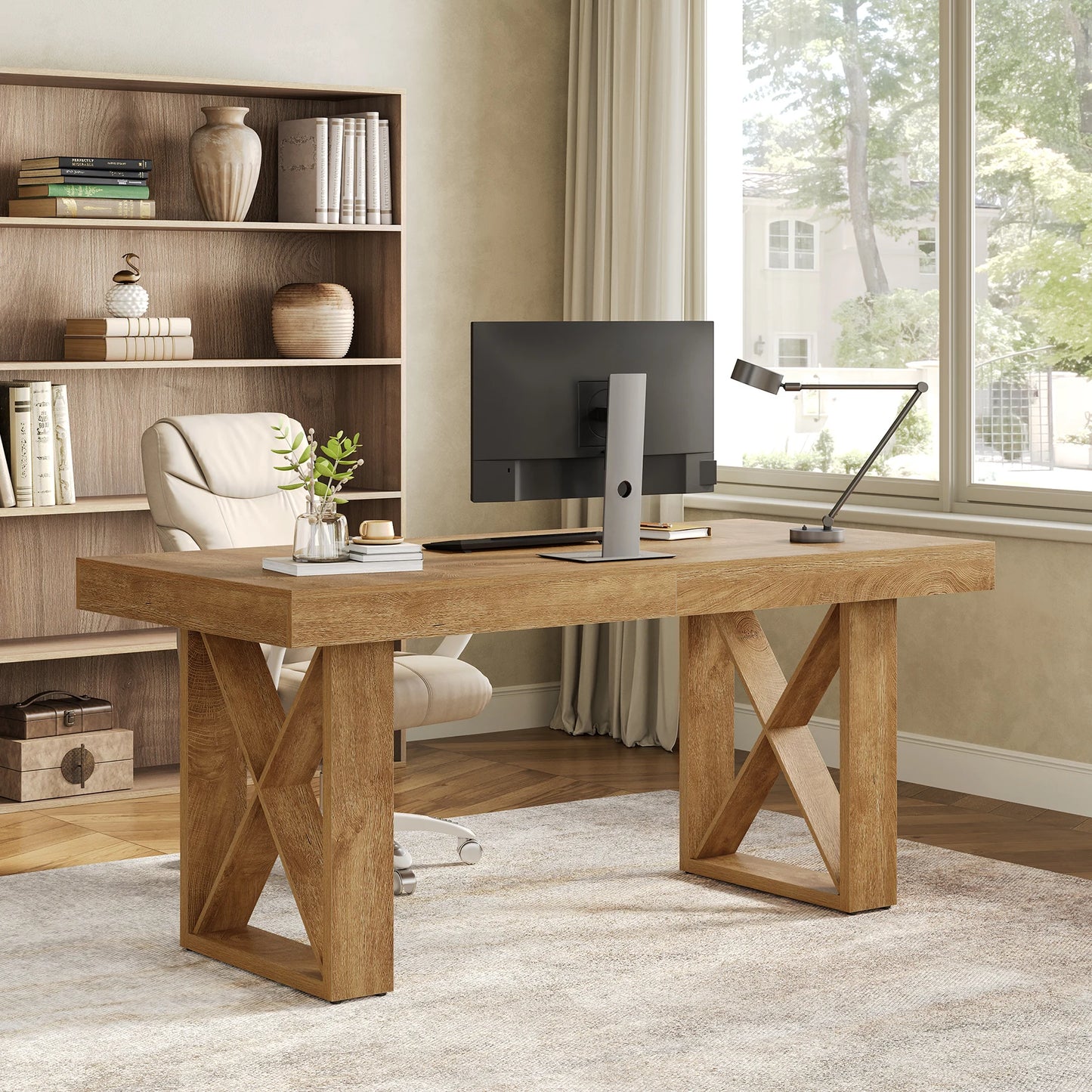 Tribesigns Dining Table For 4 To 6 People Farmhouse Rectangle