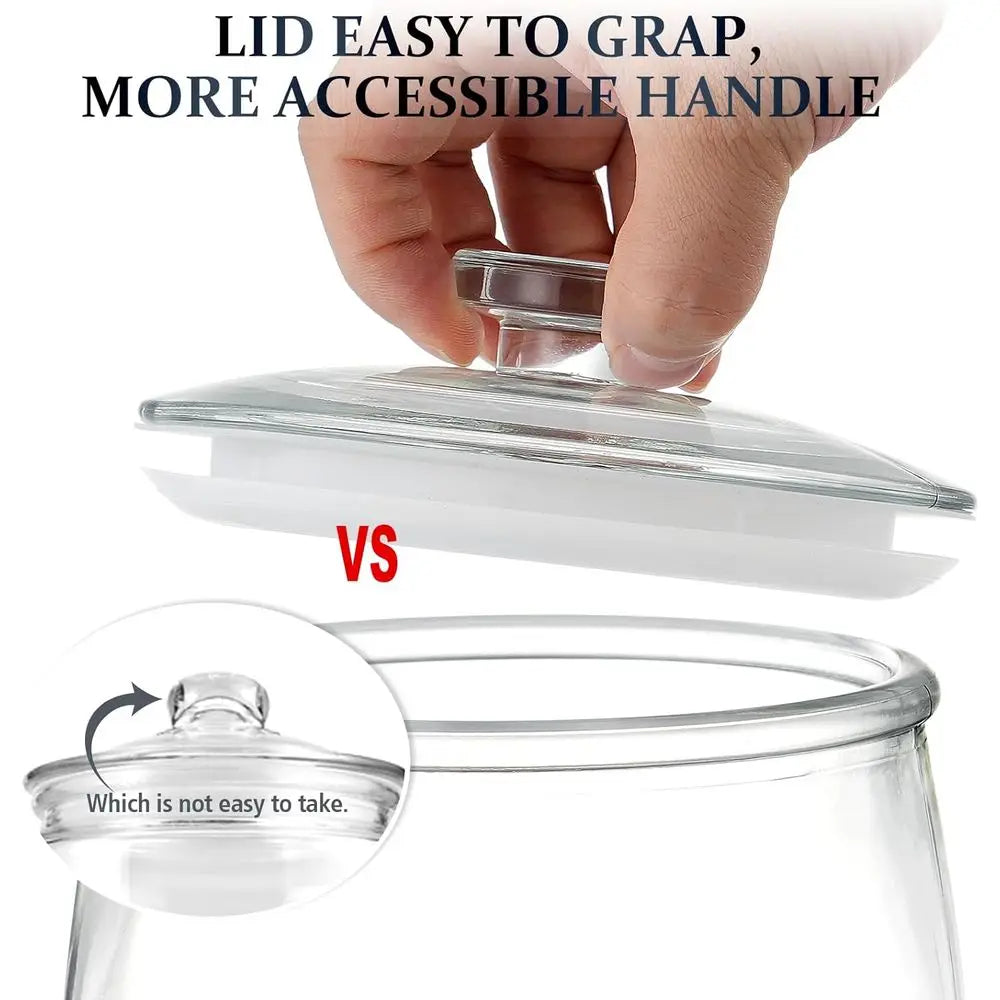 Wide Mouth Apothecary Jar with Lid, 0.5 Gallon Glass Jar for Kitchen Storage and Laundry Room Organization, 72 oz Clear Glass Co