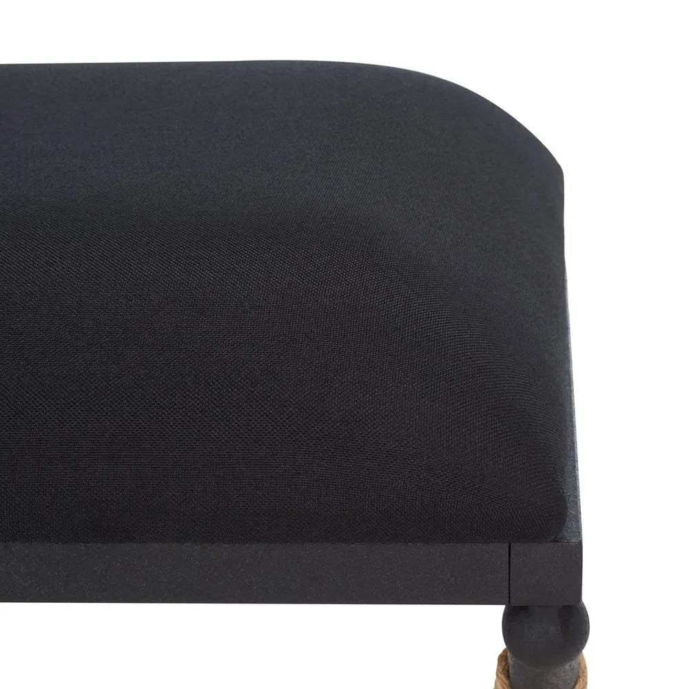 Couture Collection Carmelo Coastal Black Linen Hemp Wrapped Bench