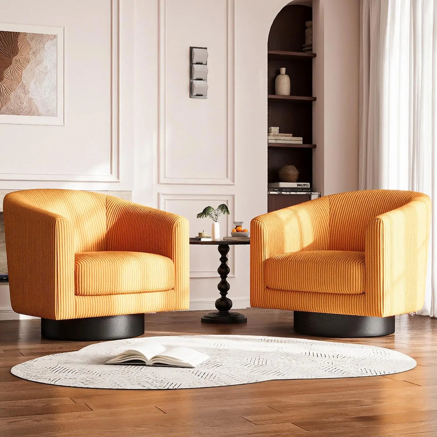 Modern Corduroy Swivel Accent Chair For Living Room Decor