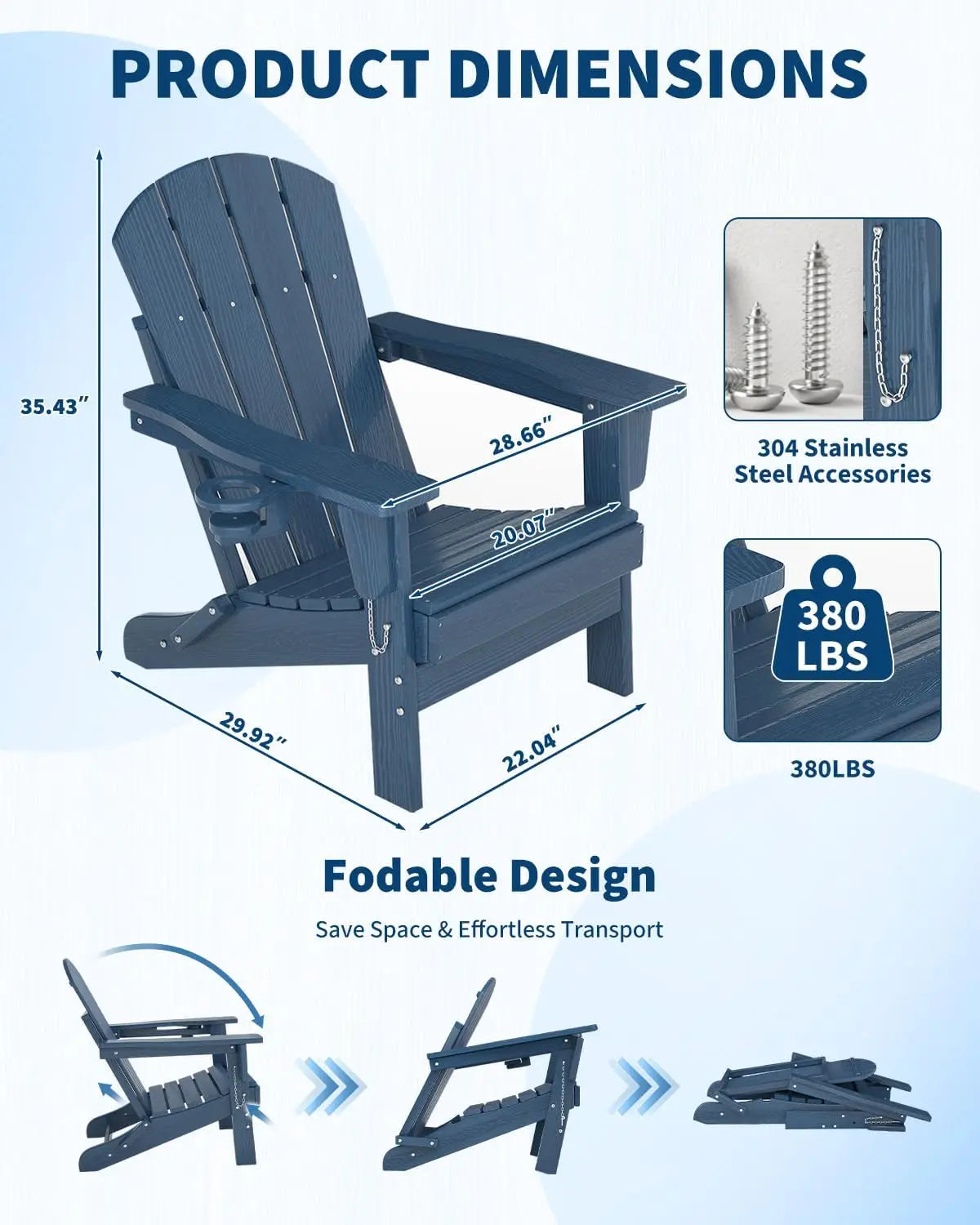 HiMISS Folding Chair Set With Side Table Outdoor Patio Furniture