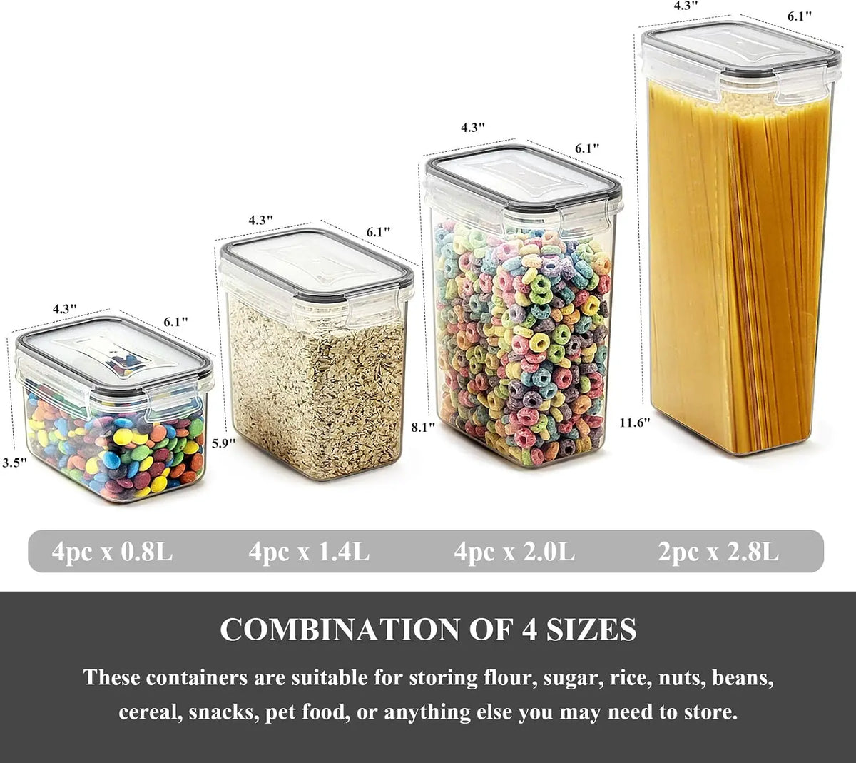 Airtight Food Storage Containers With Labels And Pen For Pantry