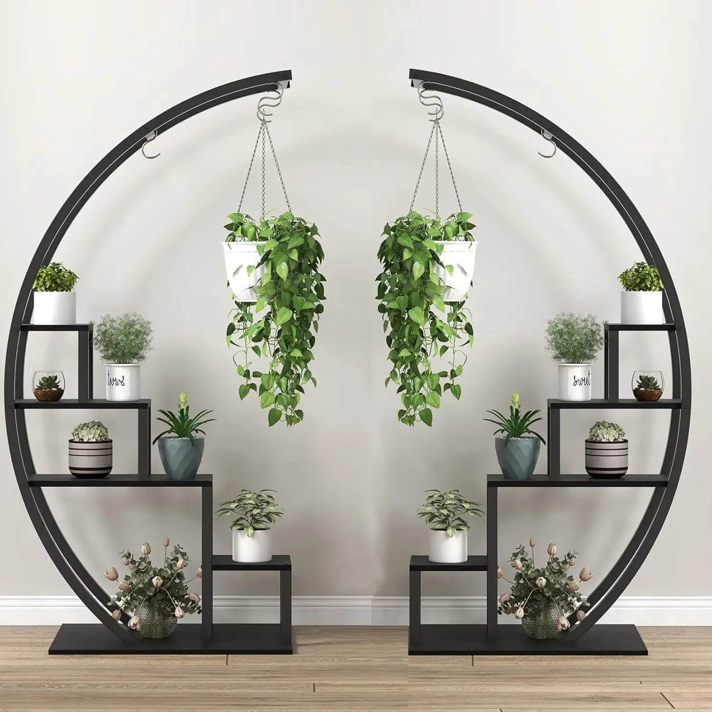 TWISTER.CK 5 Tier Half Moon Metal Plant Stand 2-Pack