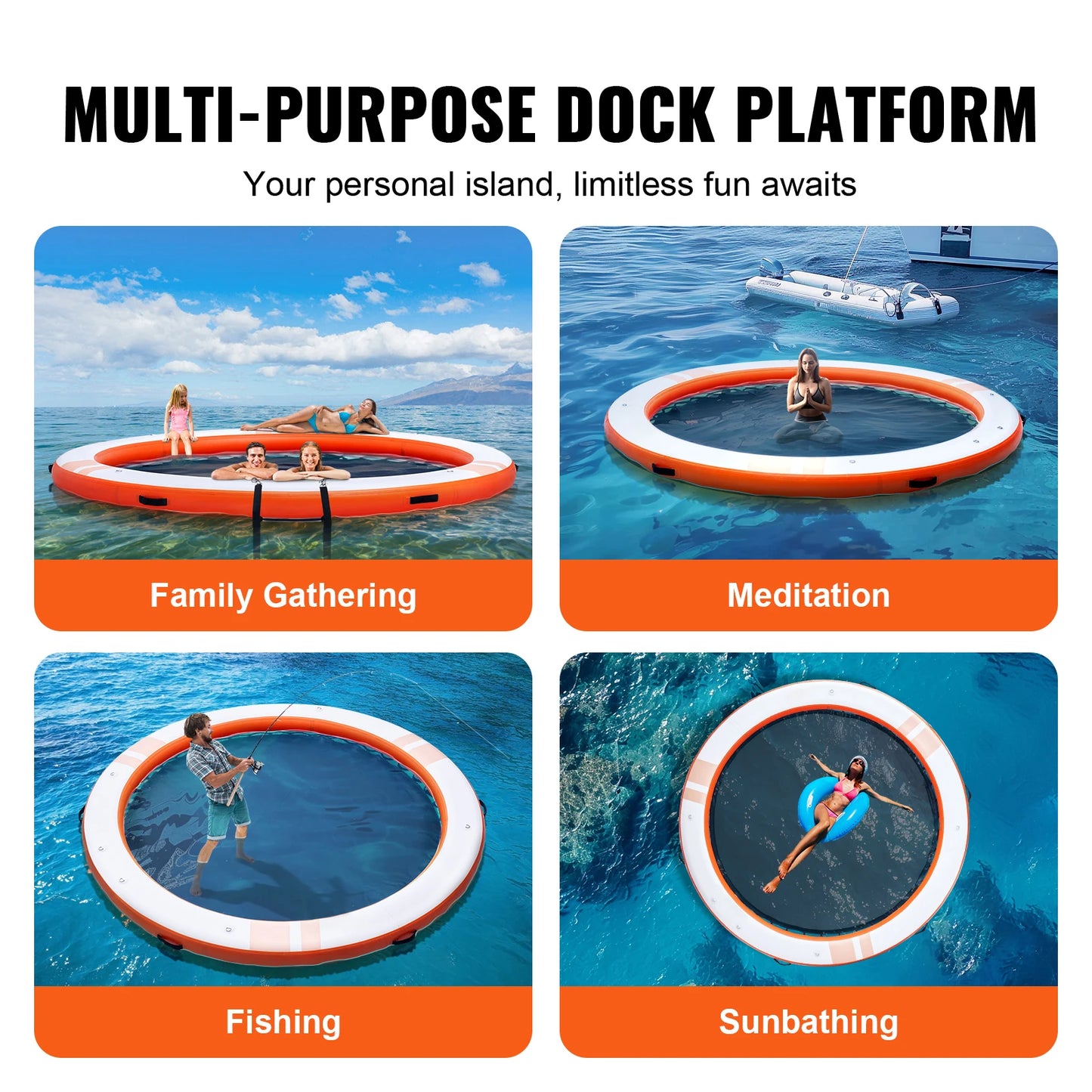 SucceBuy Inflatable Floating Dock Platform For Water Fun