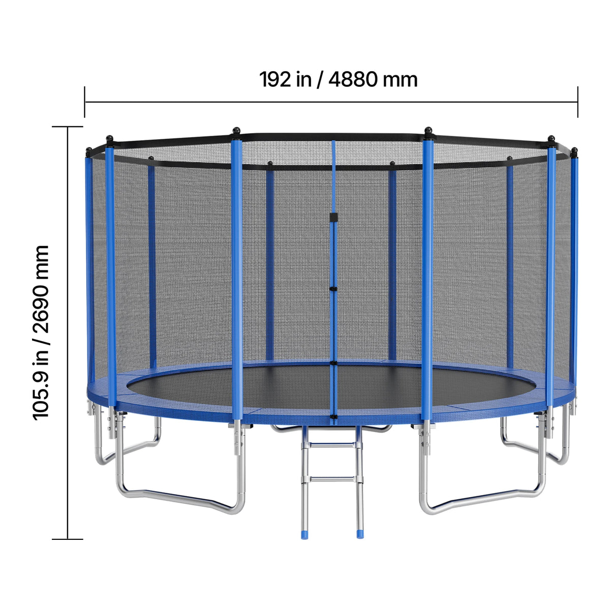 SucceBuy Outdoor Trampoline 8/10/12/14/15/16FT Round  Trampoline with Enclosure Net Anti-Rust Backyard Trampolines for Kid Adult