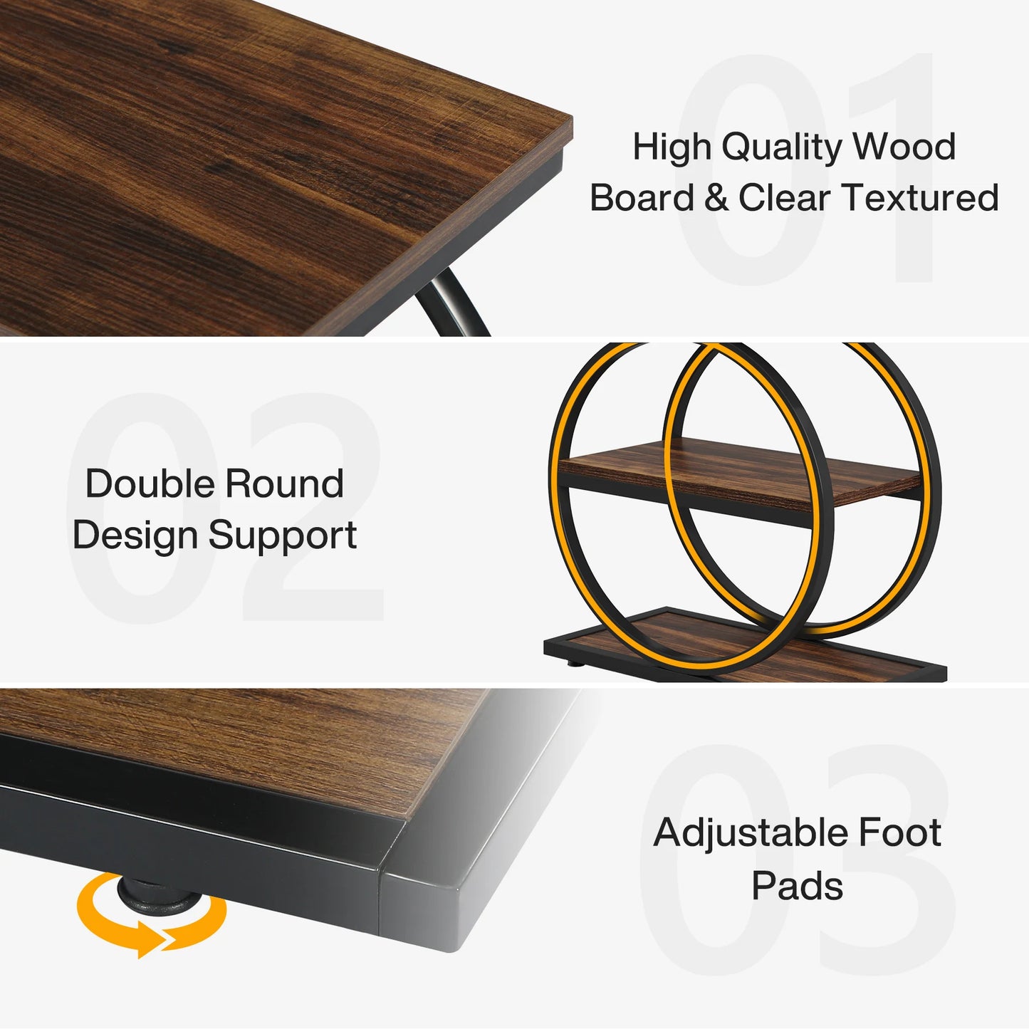Tribesigns End Table With 3 Shelves Industrial Wood Sofa Table