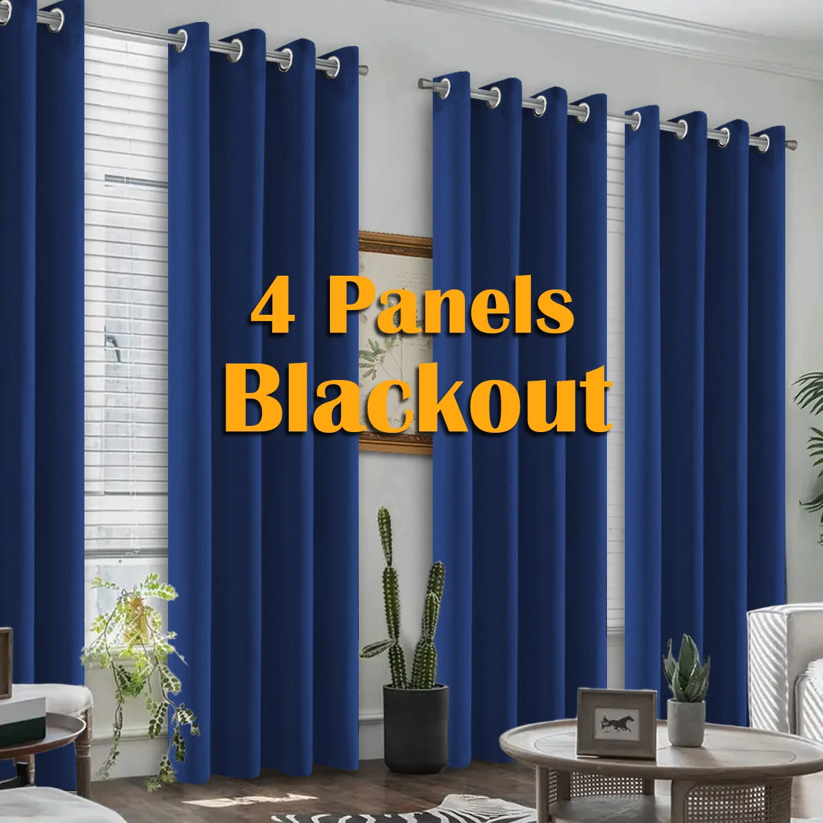 Blackout Curtains 4-Piece Heat Insulated Grommet Set For Bedroom