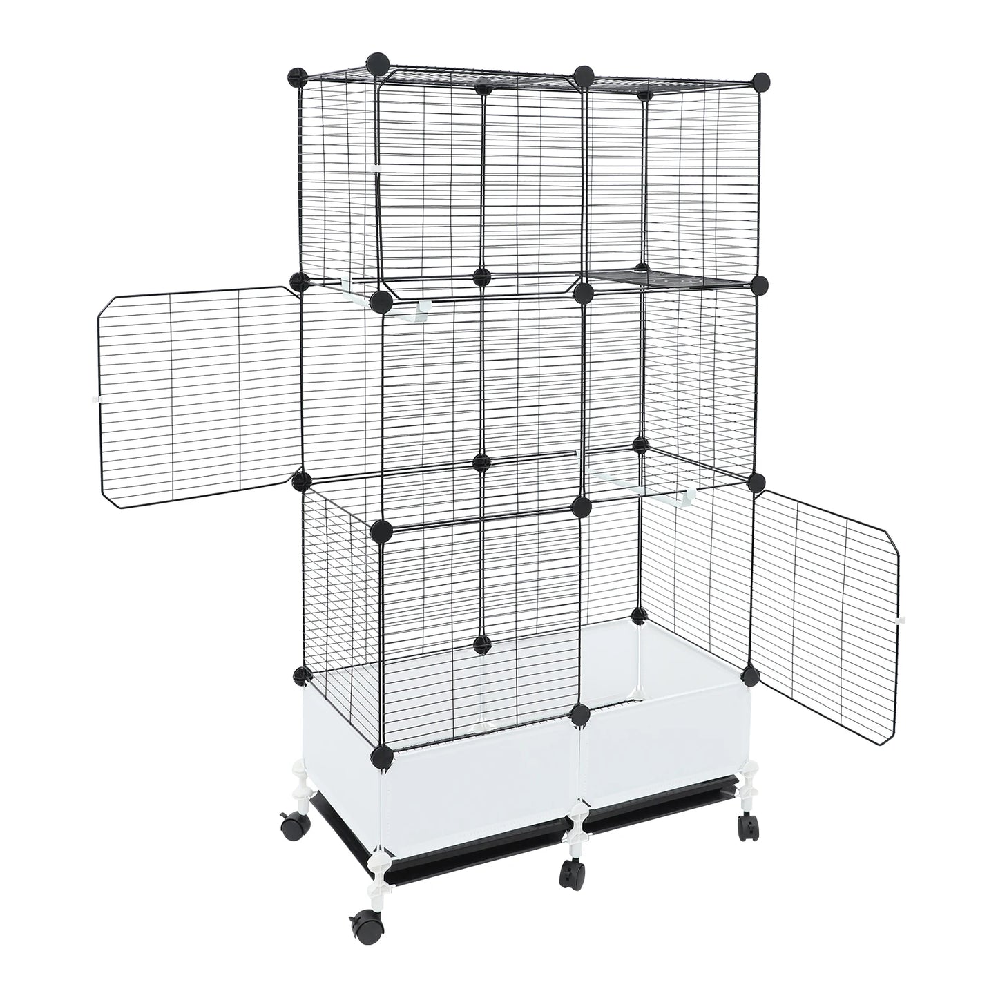 Parrot Cage With Splash Guard And 6 Locking Wheels