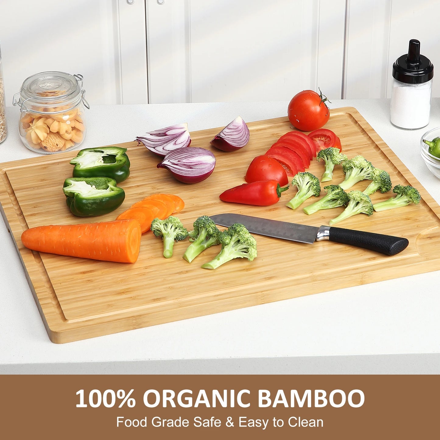 Studyset Bamboo Cutting Board With Handle And Juice Groove