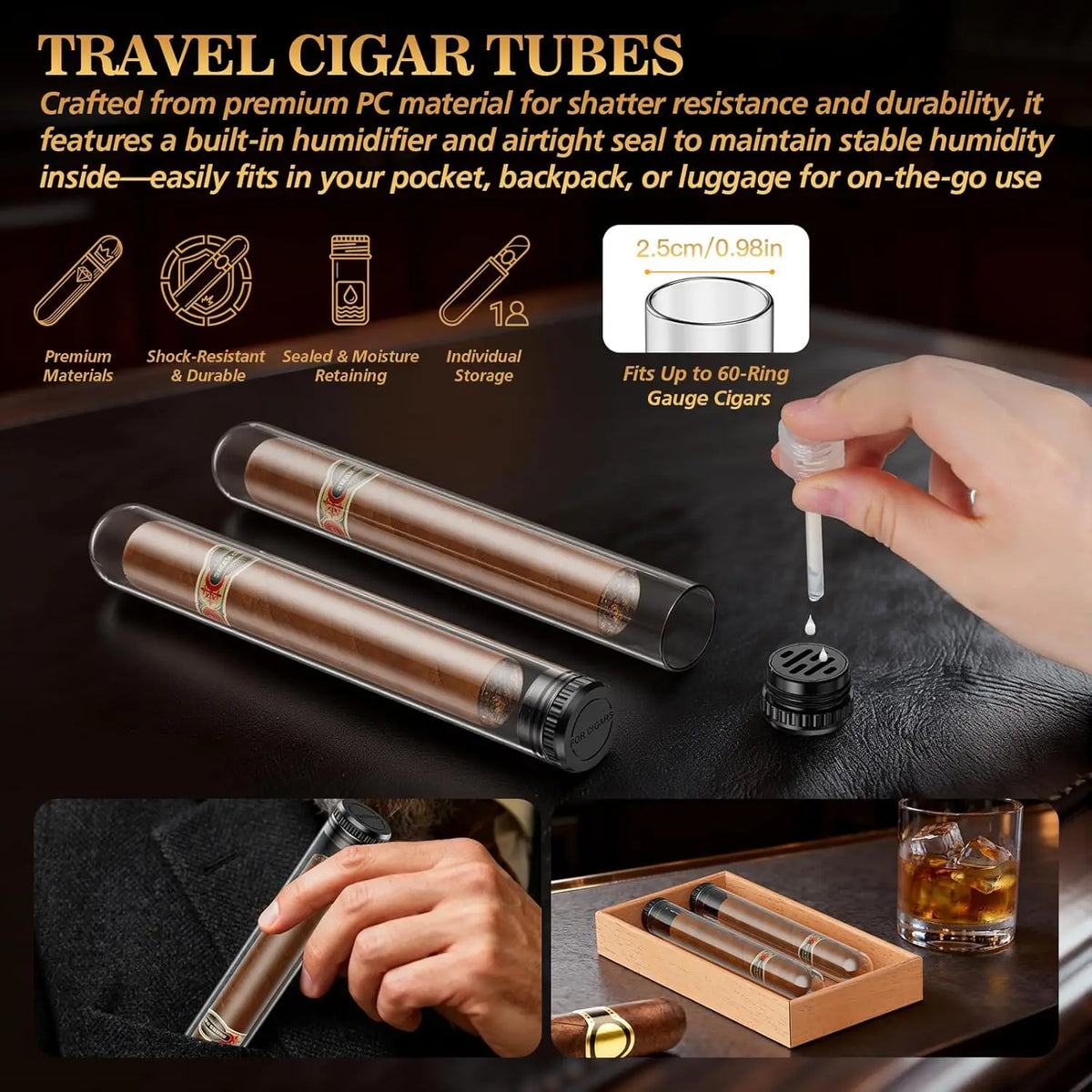 Cigar Humidor With Music Box, Cedar Tray And Digital Hygrometer