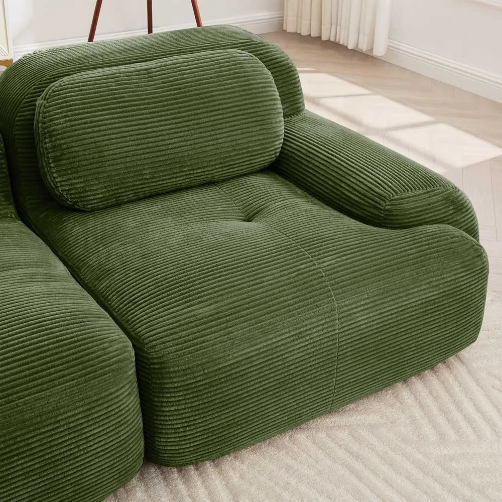 Modern Corduroy Loveseat Sofa With Curved Armrests And Plush Comfort