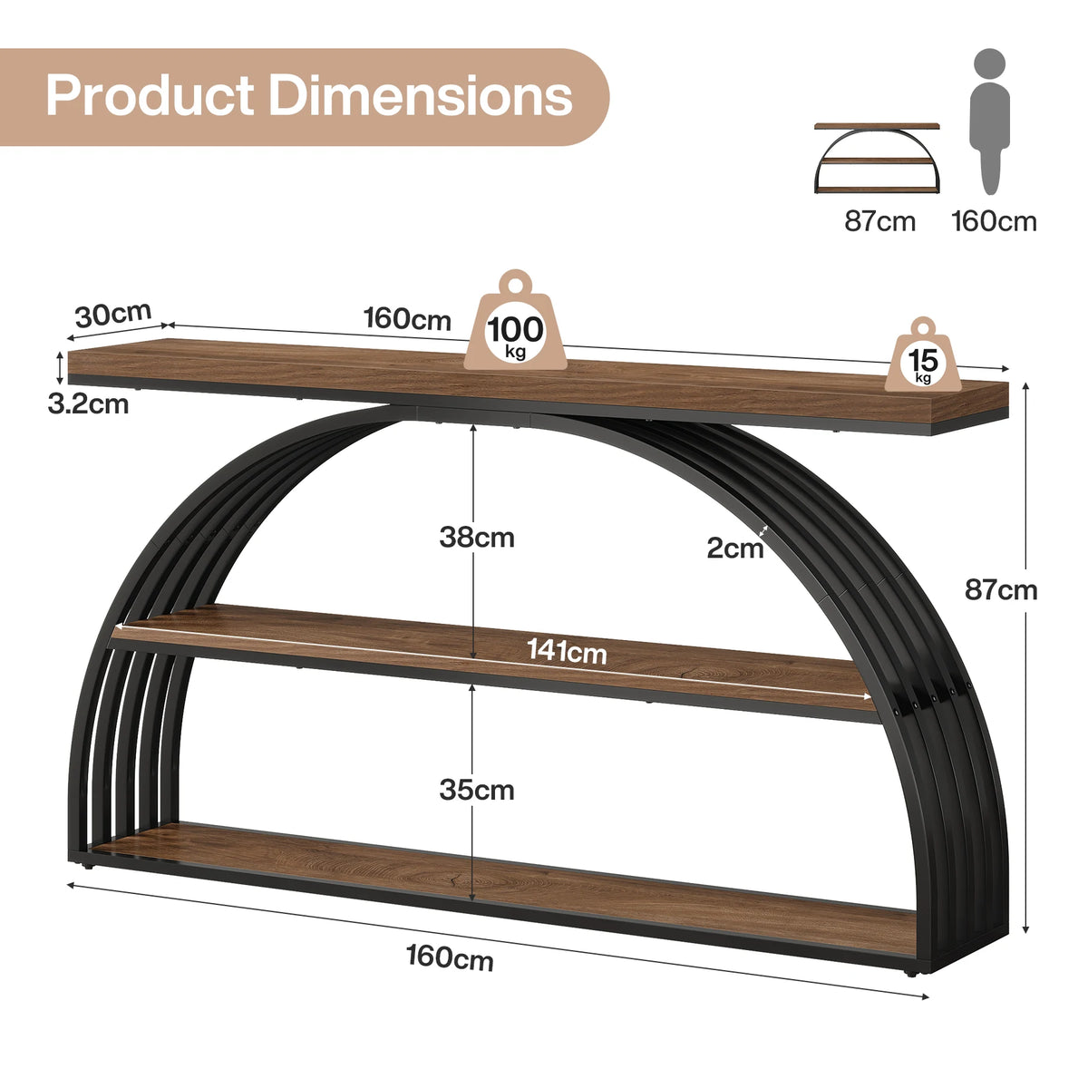 Tribesigns 63-Inch TV Stand for TVs up to 75", Industrial Entertainment Center with Metal Arced Frame, Modern Media Television Console Table for Living Room, Bedroom, Rustic Brown and Black