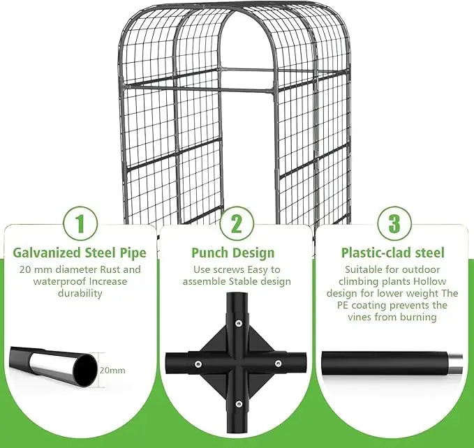 Metal Garden Arch Trellis 7.3 Feet U Shape For Raised Beds Climbing Plants