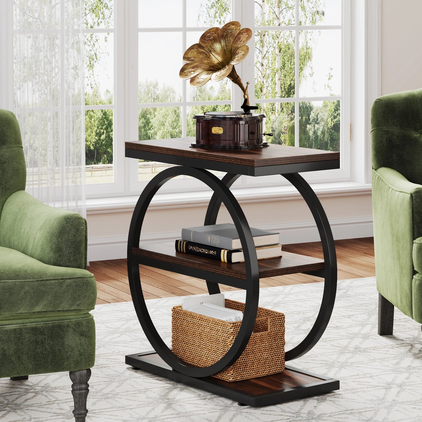 Tribesigns End Table With 3 Shelves Industrial Wood Sofa Table