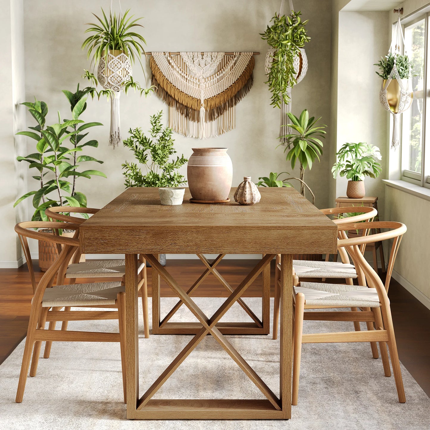 Tribesigns Dining Table For 4 To 6 People Farmhouse Rectangle