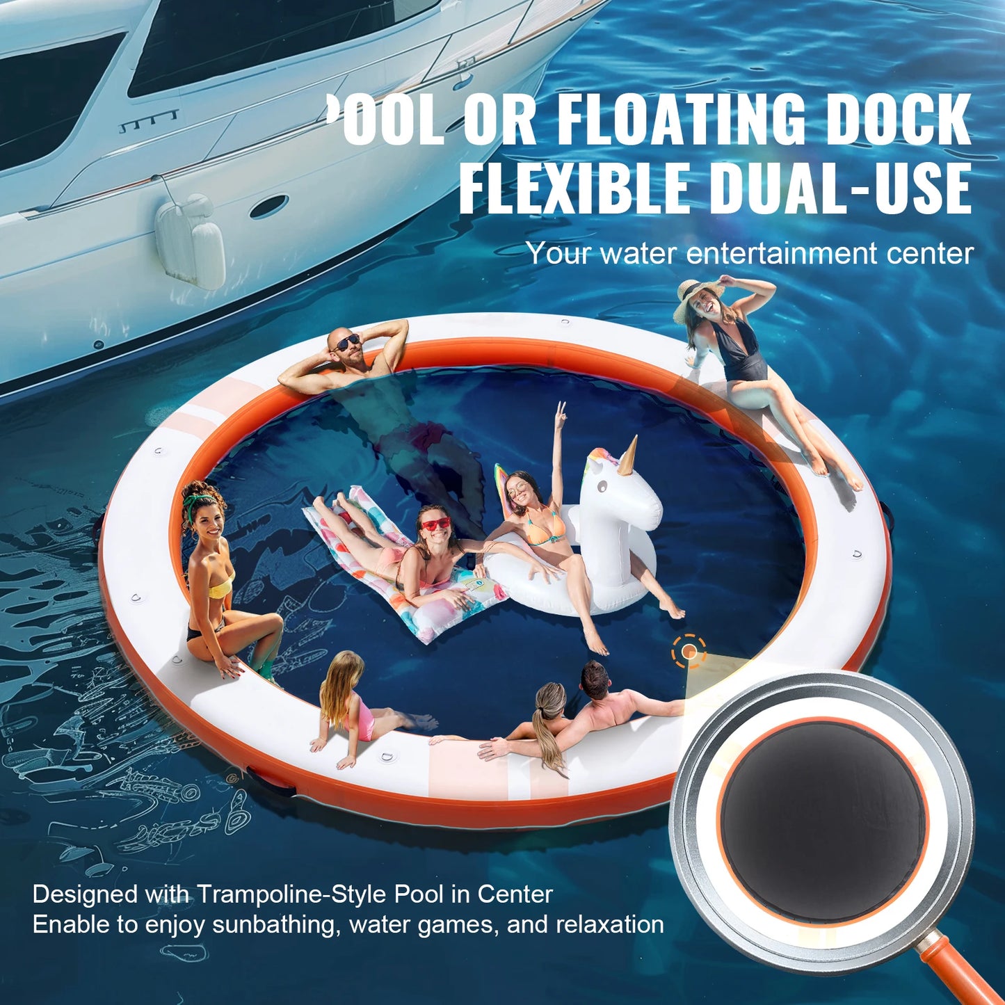 SucceBuy Inflatable Floating Dock Platform For Water Fun