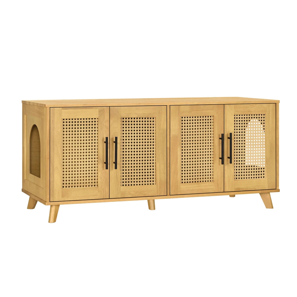 Myra Indoor Premium Rubber Wood Cat Cabinet with Plush Cushion – Stylish Hidden Pet Furniture for Modern Living Spaces Products