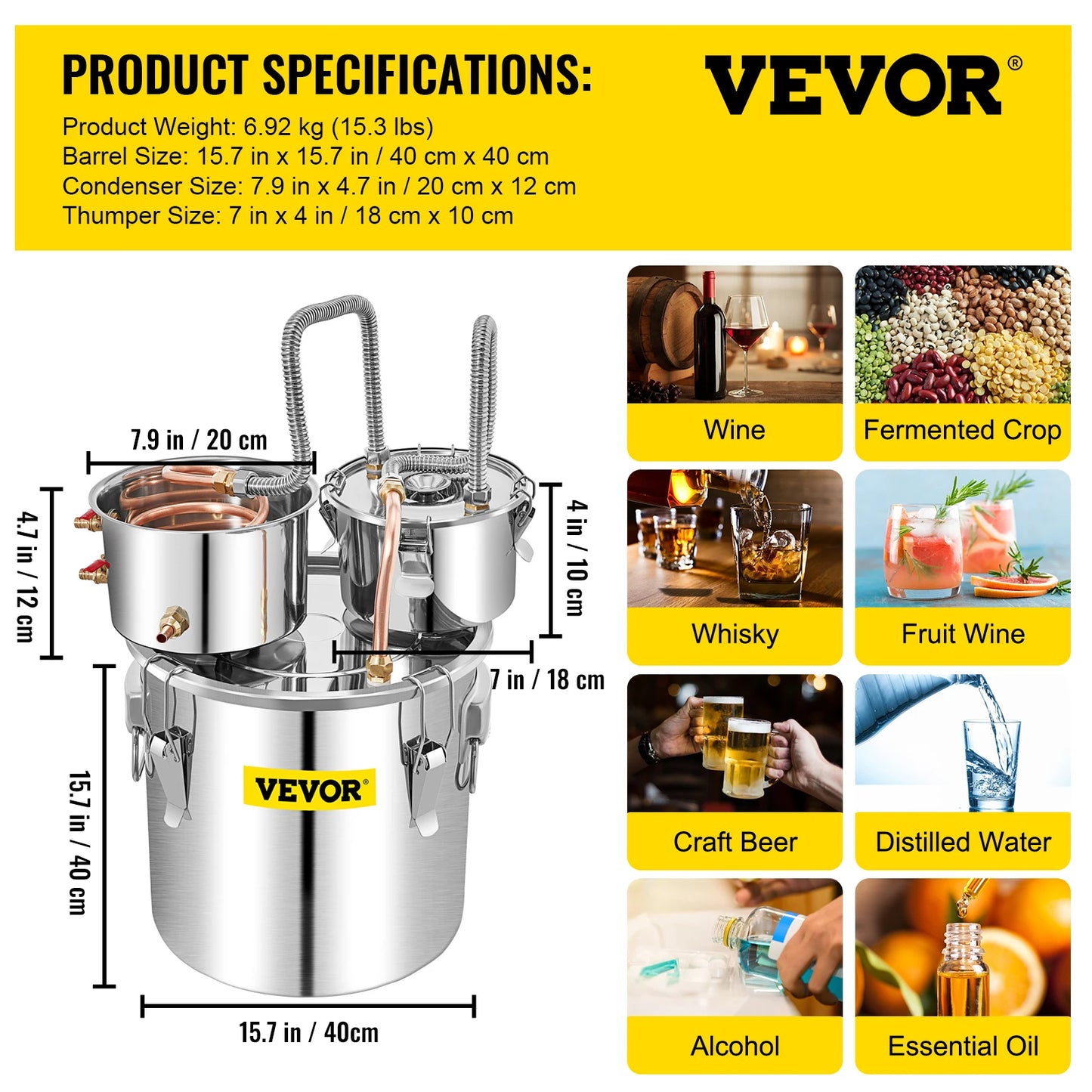 Succebuy Professional Stainless Steel Alcohol Distiller For Home Use