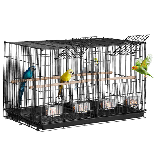 Stackable Divided Bird Cage With Carry Handle And Perches