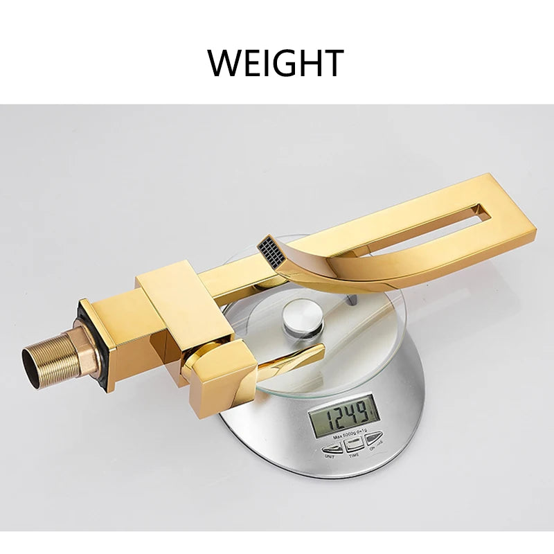 Wanmivezlo Brass Deck Mounted Basin Faucet Waterfall Mixer Tap