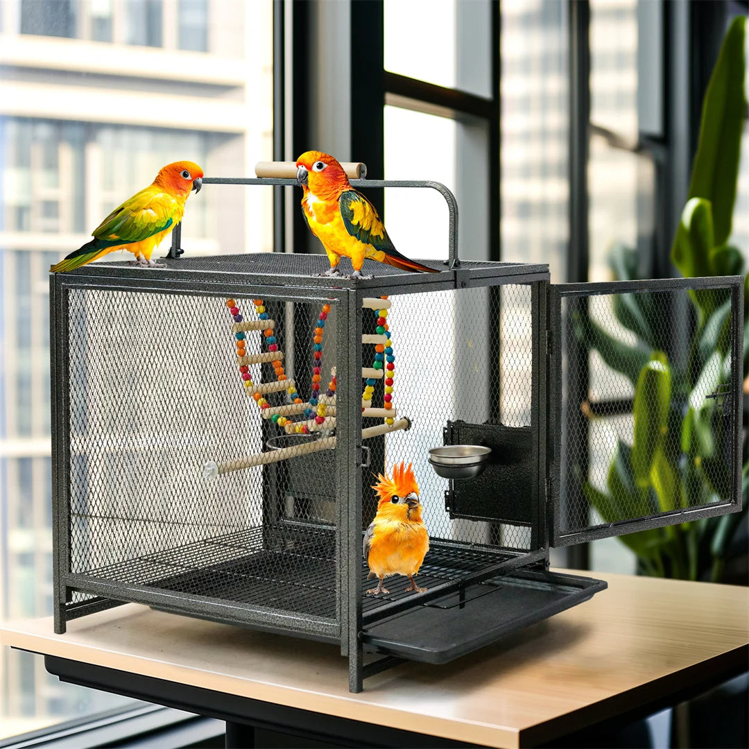Portable Bird Cage Playpen Travel Carrier With Hammock And Toys