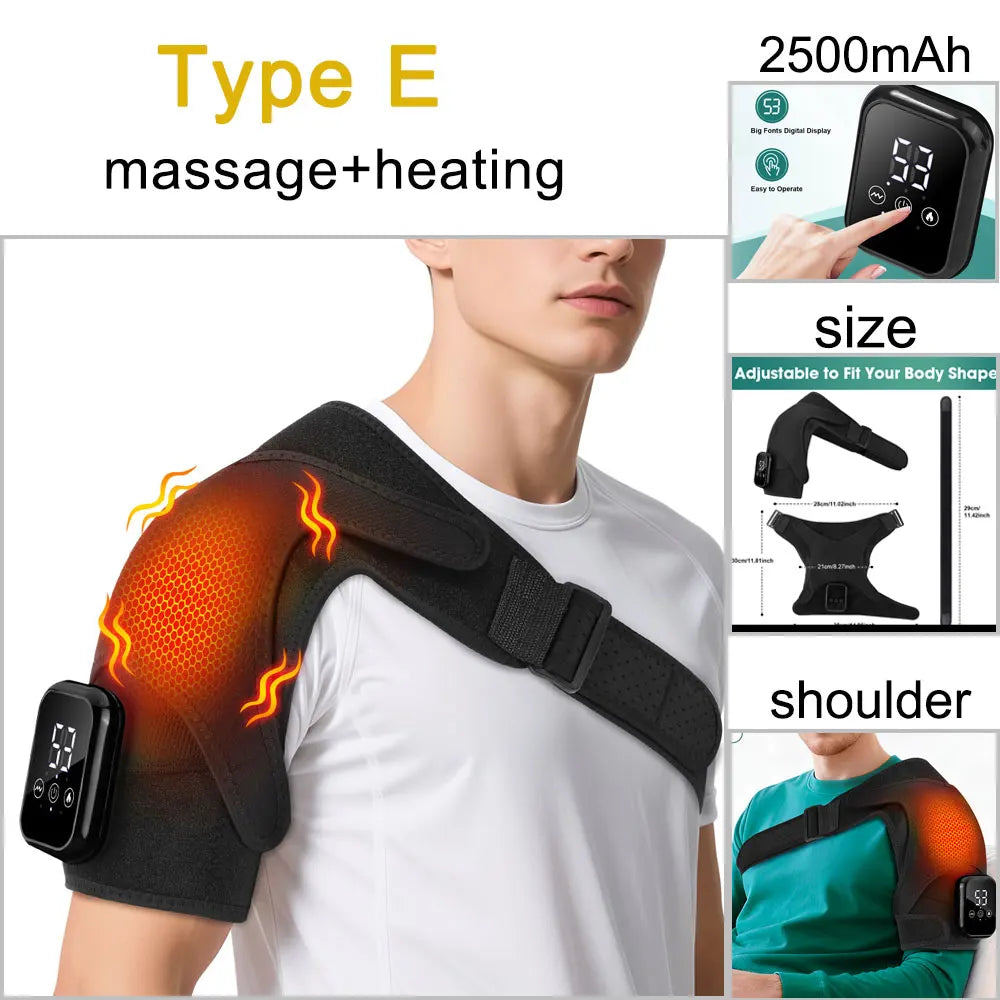 Electric Heating Shoulder Massager Vibration Shoulder Knee Brace 2 in 1  Massage Blets Warmer Heated Muscle Relax Pads