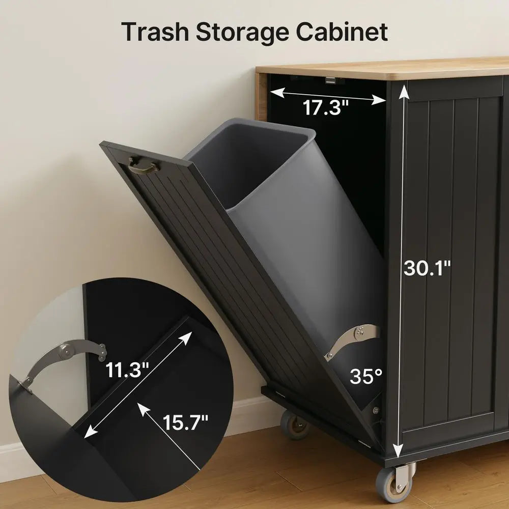 YTYIN Kitchen Island With Storage And Drop Leaf Top