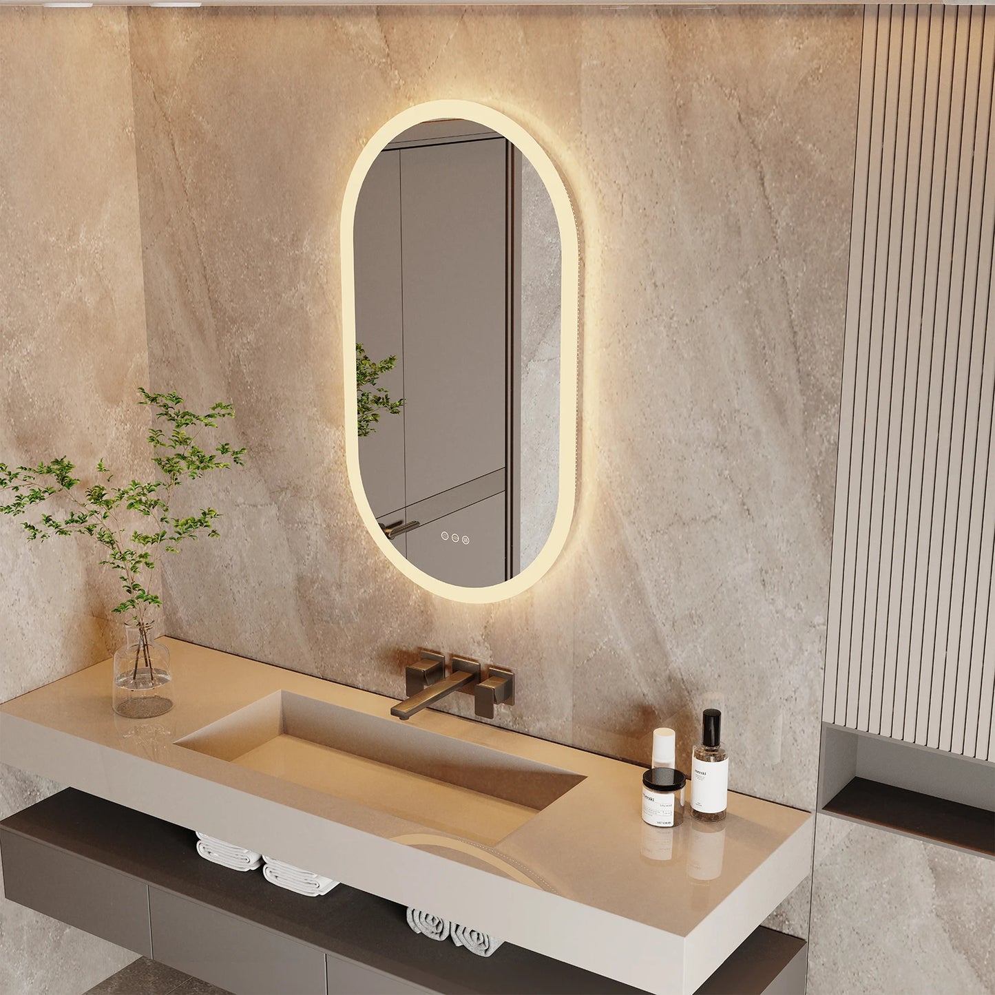 Wisfor Oval Led Wall Mounted Lighted Vanity Mirror Anti Fog