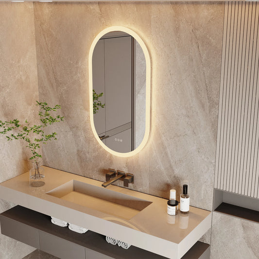 Wisfor Oval Led Wall Mounted Lighted Vanity Mirror Anti Fog