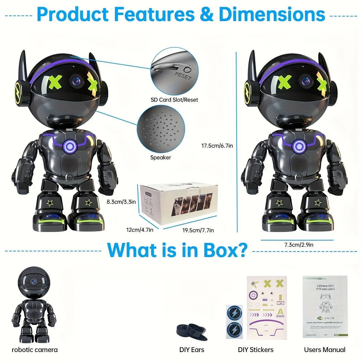 5MP HD Smart Phone Robot Camera, Indoor Cameras With Audio And Video, Security Cameras Wireless Outdoor Indoor, Pet Camera For C