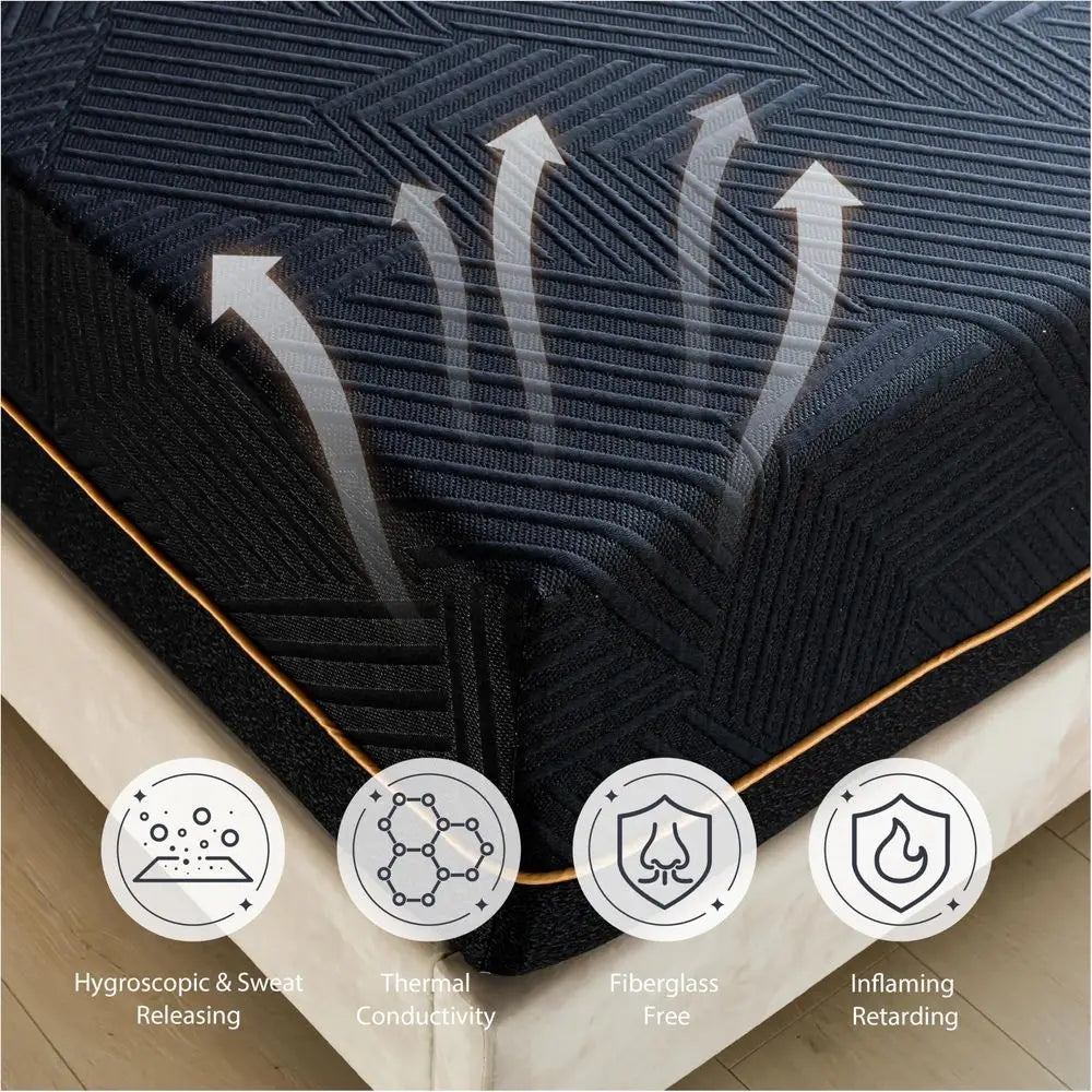 Firm Queen Mattress, 14 Inch Memory Foam Mattress in a Box, Cooling Knit Fabric Cover, Copper Memory Foam, Made in The USA of U