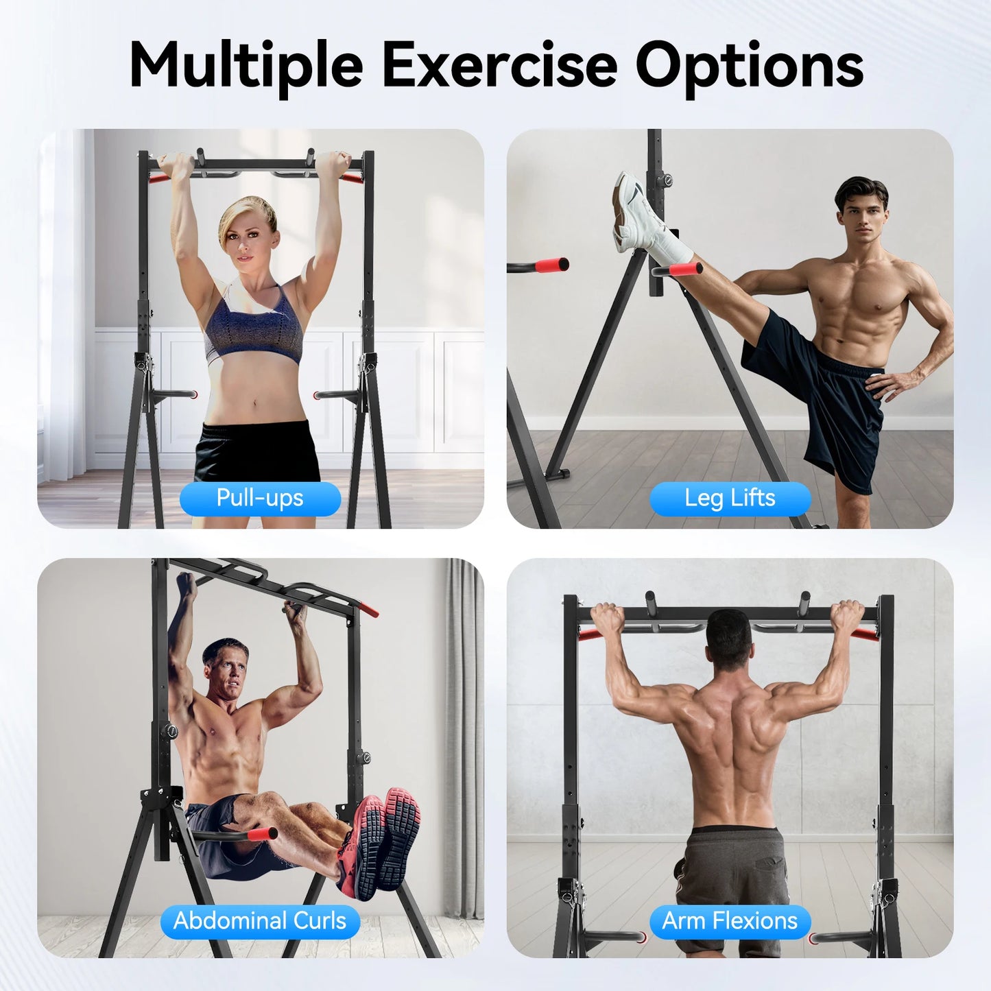 Adjustable Pull Up Bar 200kg Foldable Home Gym Station