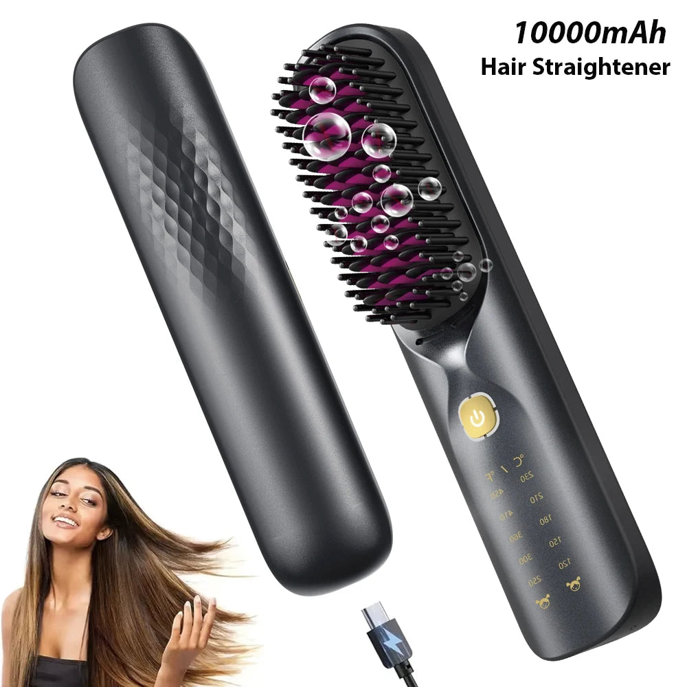 Bopcal Cordless Hair Straightener Comb Brush 10000mAh Portable